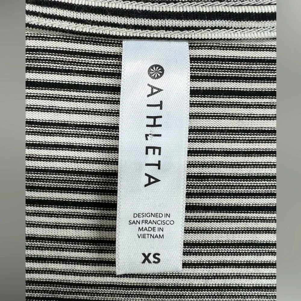 Athleta Cloudlight Stratus Striped Top Womens XS Black Cream Long Sleeve Modal - Picture 2 of 6